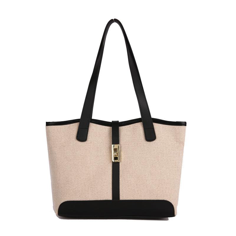 Commuter fashion hand carry women's bag 2025 autumn and winter new versatile large-capacity shoulder bag splicing temperament tote bag