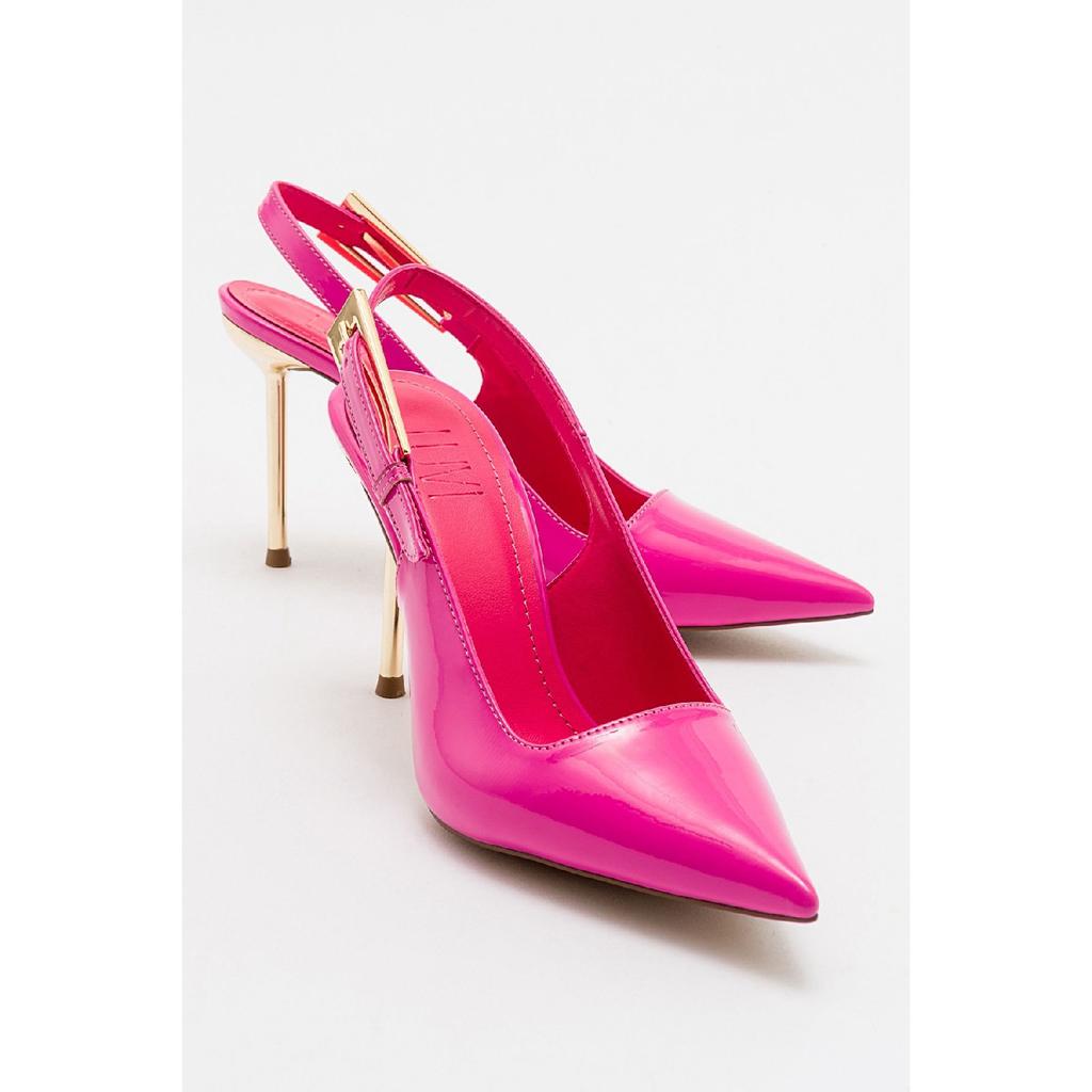 Labin Claret Red Patent Leather Buckle Women's High Heeled Shoes
