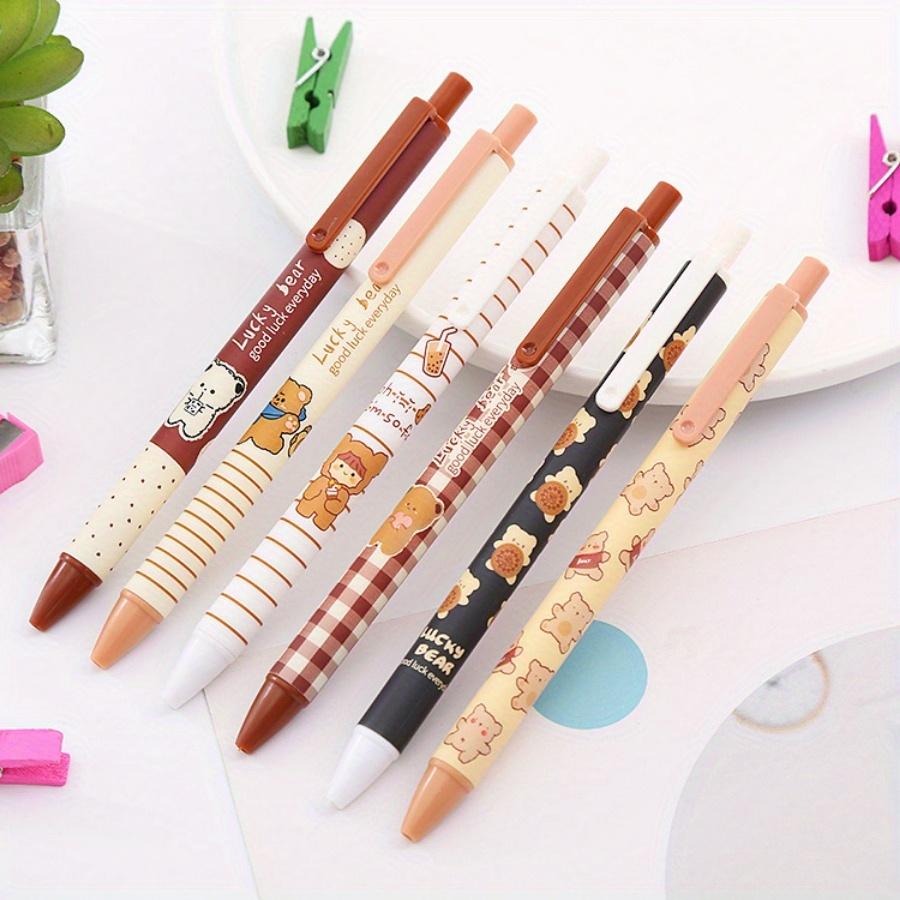 Back To School Season 20pcs 0.5mm Cartoon Creative Gulu Bear Pattern Retractable Neutral Pen, Quick Drying School Stationery Prizes for Rewarding