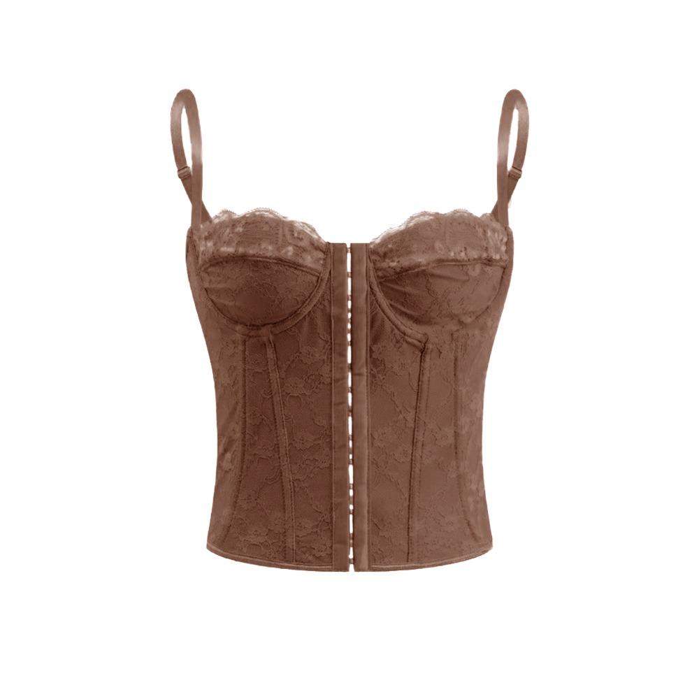 Sleeveless Lace Camisole Hollow Suspender Vest Elegant Crop Tops  Ladies