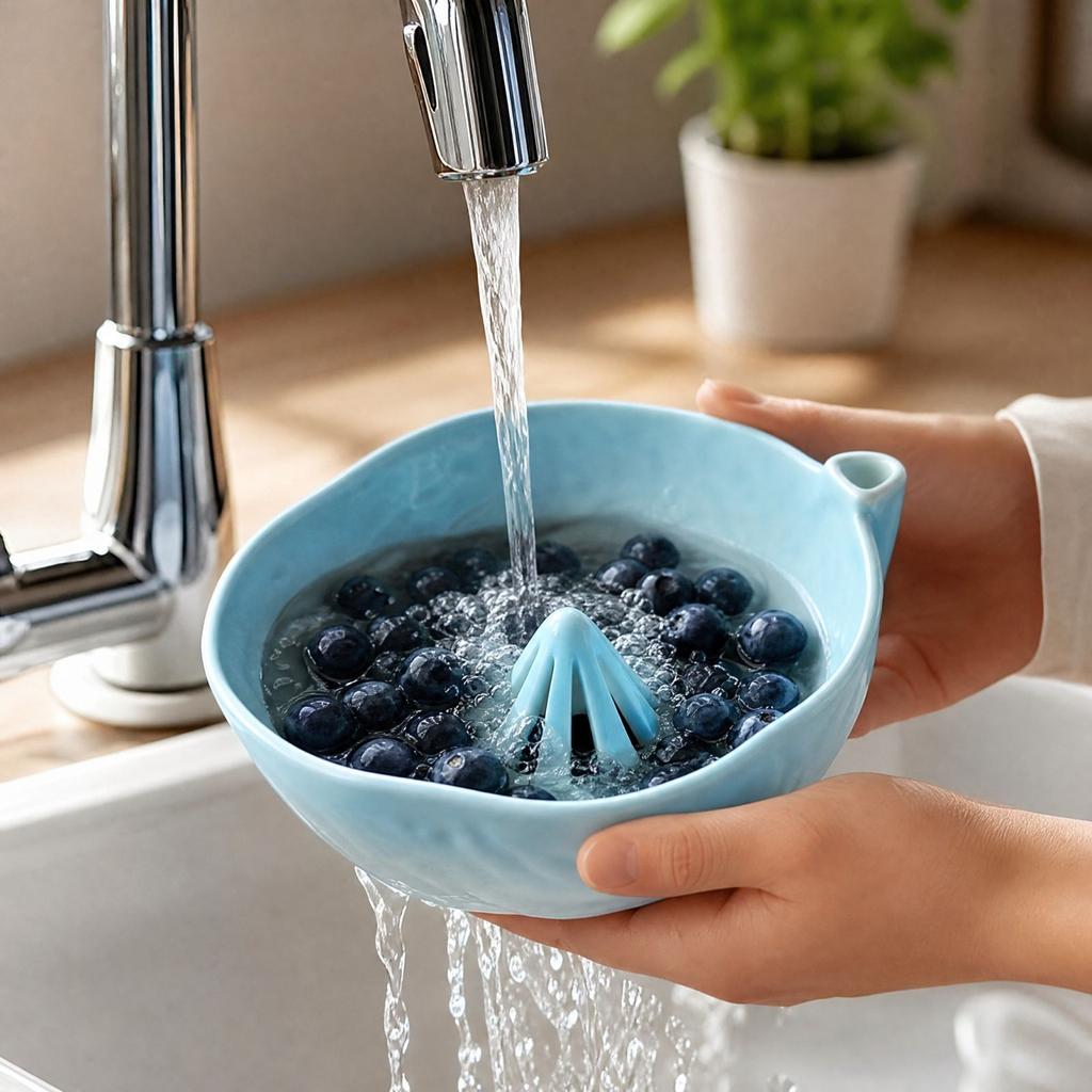 Ceramic Bowl with Cleaning for Cats and Dogs - Blue