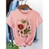 Round Neck T Shirt with Poppy Flower Print Summer Short Sleeved Harajuku Streetwear Tops Tees Clothe