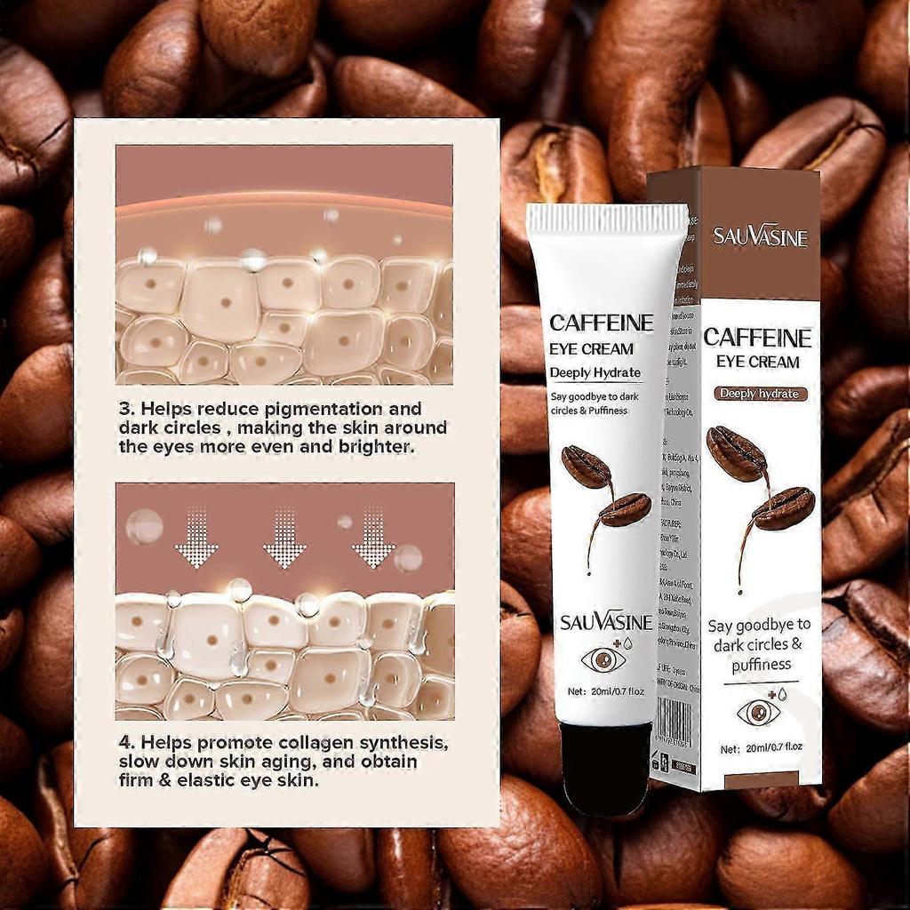 Anti-ageing Caffeine Eye Cream, Under Eye Cream with Caffeine & Hyaluronic Acid for Dark Circles and Puffiness, Hydrating Eye Cream for Dark Circles