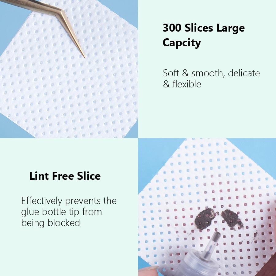 300Pcs Eyelash Glue Remover Cotton Wipes, Lint-Free Cleaning Cotton Pads, Makeup tools