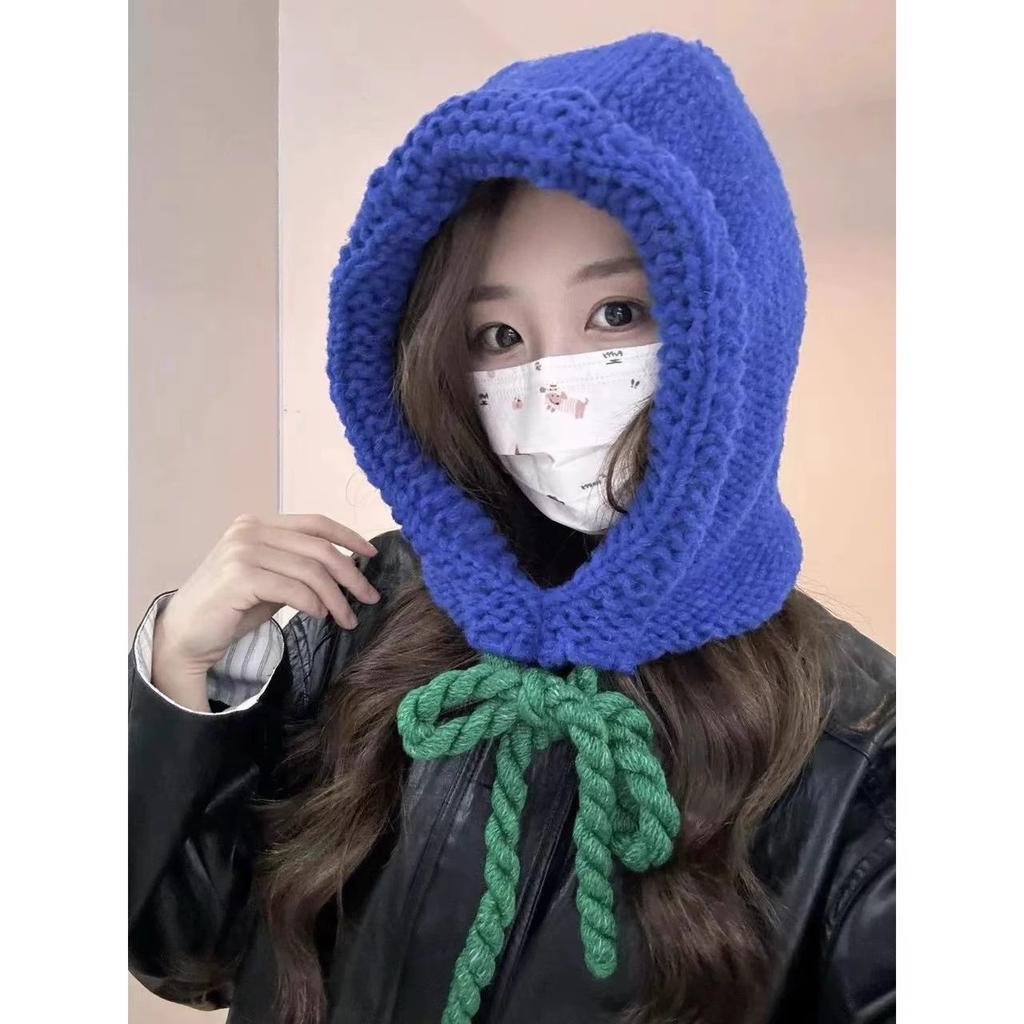 Korean Style Balaclava Hat Women's Baotou Knitted Hat Ear Protection Warm Woolen Hat Thickened Face Small Pullover Hat