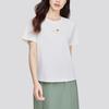 Skechers American Vintage Letter Print Loose Quick-Dry Breathable Crew Neck Pullover Short Sleeve T-Shirt Women Tops Cotton-Candy-White L224W030-0074