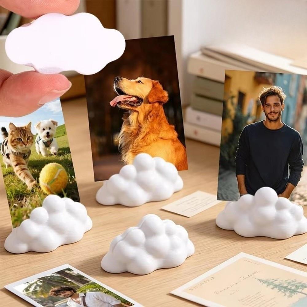 3pcs Cloud-Shaped Photo Holders Funny Business Card Holder Photo Display Racks Desktop Decoration