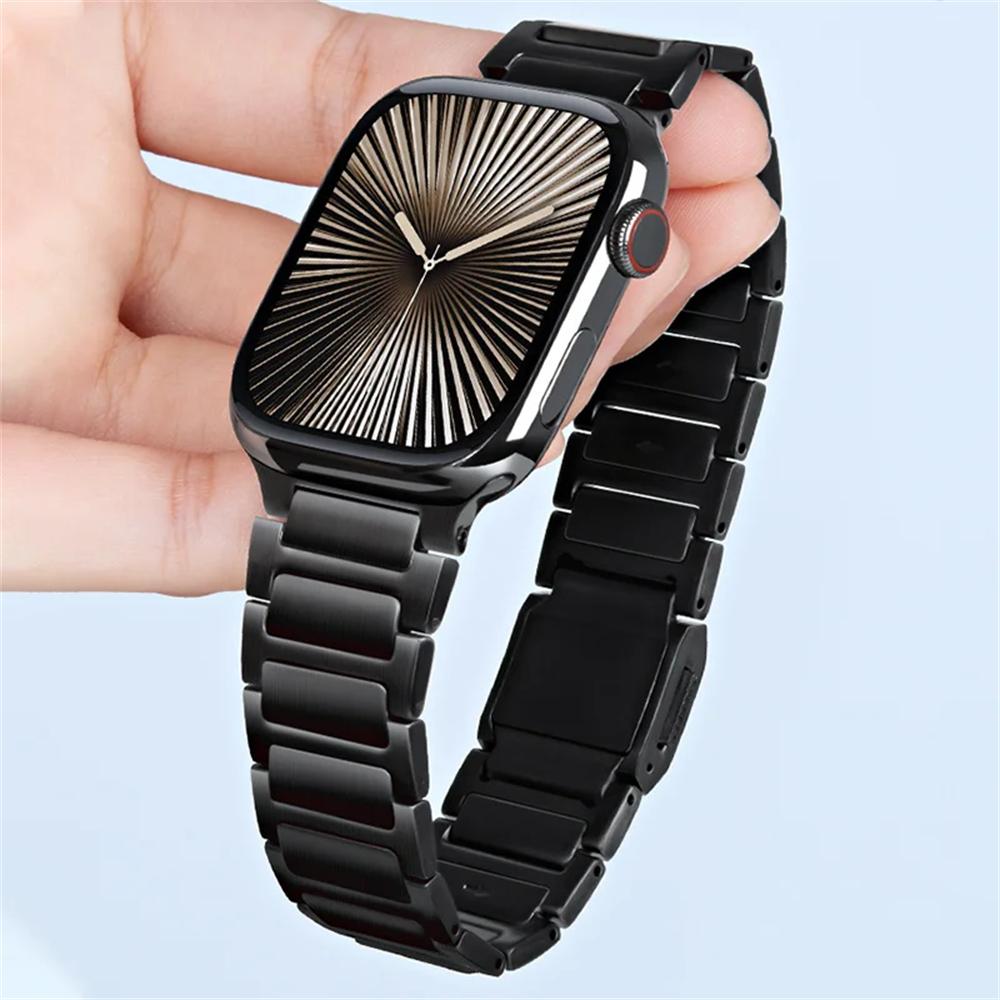 Titanium Alloy Metal Band For Apple Watch Ultra 3 11 10 9 8 7 SE 6 Silicone Magnetic Bracelet Strap For iWatch 42mm 44 45mm 46mm 49m