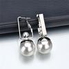 Korean Minimalist Double Pearl Square Alloy Earrings