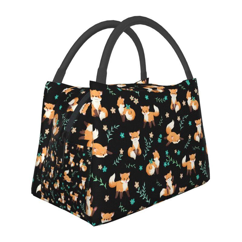 Cute Woodland Foxes Thermal Lunch Bag for Women Girls Kids Reusable Insulated Lunch Box for Work Picnic Travel School Gifts