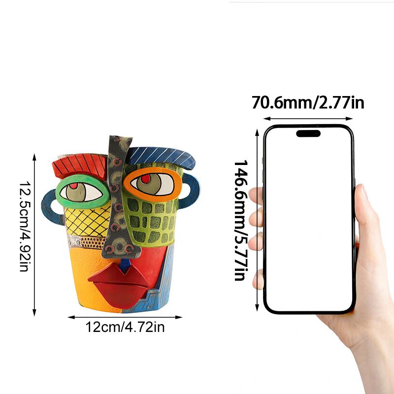 12.5x12x9cm Flower Arrangement Picasso Style Resin Flower Pot Home Decor Abstract Human Face Design Artistic Home Decor Luxury 1PC