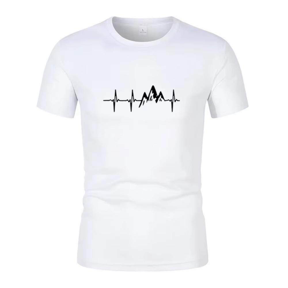 Bergs-EKG T-shirt Sommar Män Kvinnor Kortärmad T-shirt Roliga Hip Hop Tees Toppar Harajuku Kläder Elektrokardiogram T-shirt