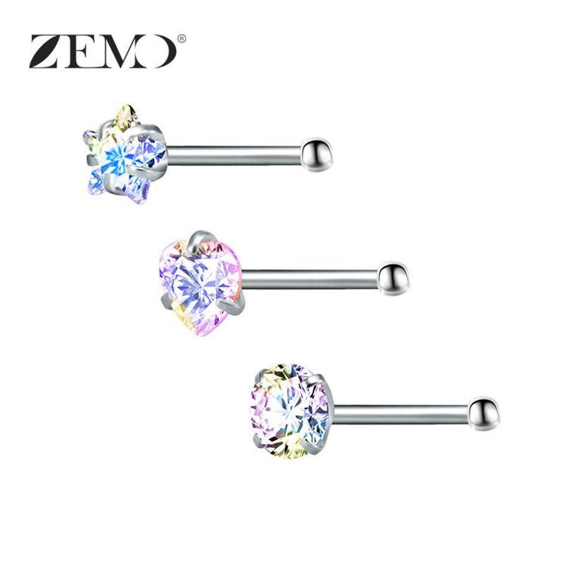

Nose Stud Super Flash Zircon Mini Small Diamond Girl Sexy Nightclub Stylish Fashion Puncture Trendy Cool Man Nose Studs Pin Ab White Straight Pole (3 Pieces)