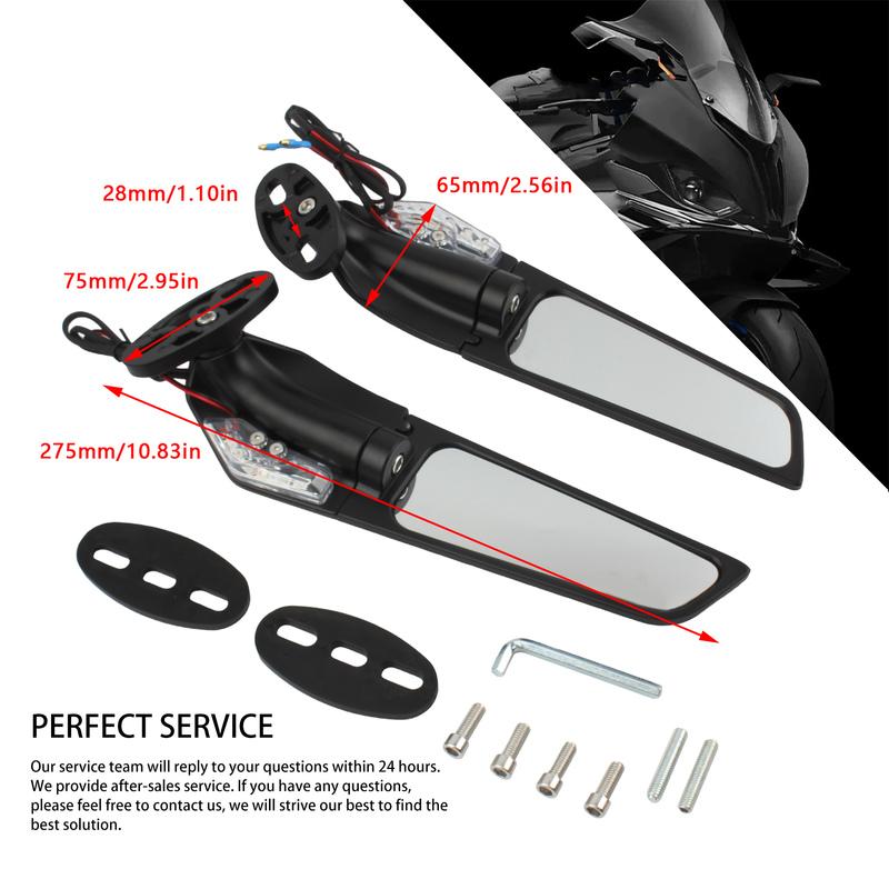Motorcycle Rotating Rearview Mirrors With Turn Signal for Honda CBR1000RR Kawasaki Ninja 650 Yamaha R15 Suzuki GSXR1000 Modified