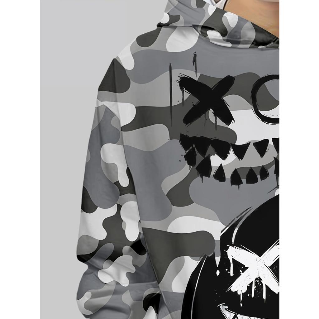 Trendy and fashionable children's hoodies in spring and autumn seasons, gray green black three tone striped 3D