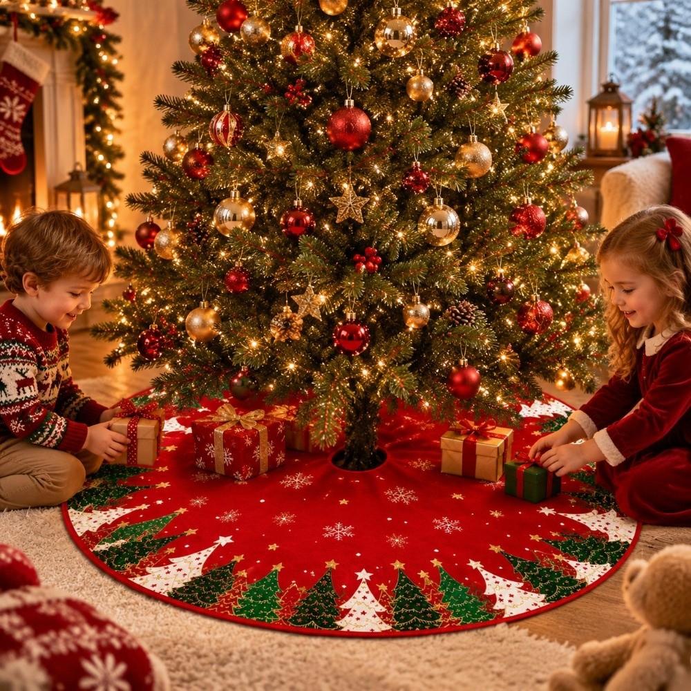 Snowman Christmas Tree Mat Snowflake Christmas Decorations Sweet Tree Base Blanket Winter