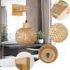 JOYINLED Japanese Boho Chandelier, E27 Bamboo Woven Wall Light for Bedroom Bathroom Living Room Vintage Rattan Plug-in Lamp 20cm