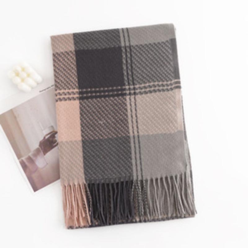 New British Style Imitation Cashmere Tassel Scarf for Girls High End Cold Proof and Warm Scarf