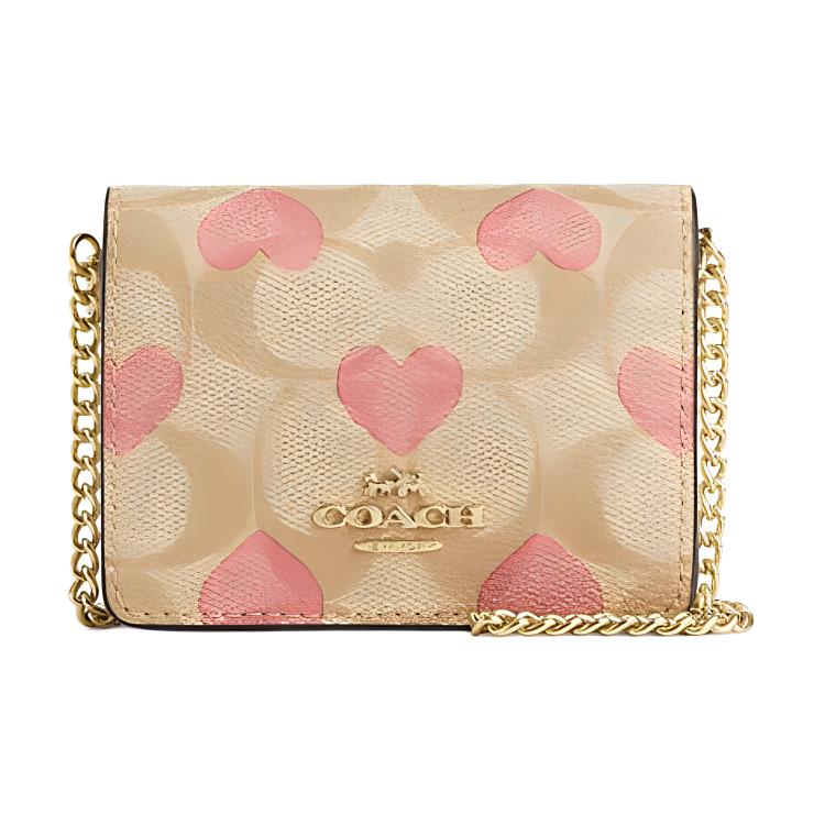 

Coach Mini Wallet 10 Heart Print Classic Monogram Flap Women Wallet Light-Khaki Chalk-White CP473-IMOTV Basic Set (Bag+Dust Bag)