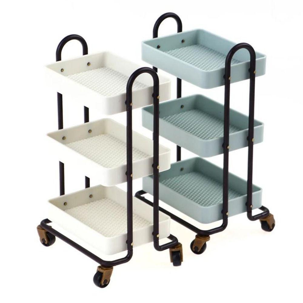 With Wheel 1:12 Dollhouse Trolley 6 Styles Storage Shelf Model  Kitchen Furniture Accessories