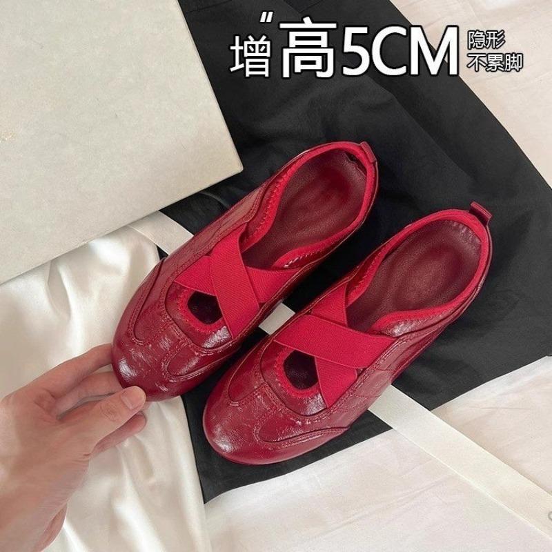 Fashion 2025 Inside Heightened Mary Jane Shoes New Summer Cross Belt Elastic Sport Ballet Women's Singles