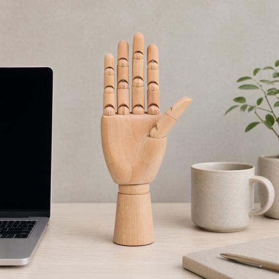 Wooden Manikin, Flexible Body Joints Human Figure Puppet Ornament, Poseable Articulated Hand Model for Sketching Drawing Painting Supplies