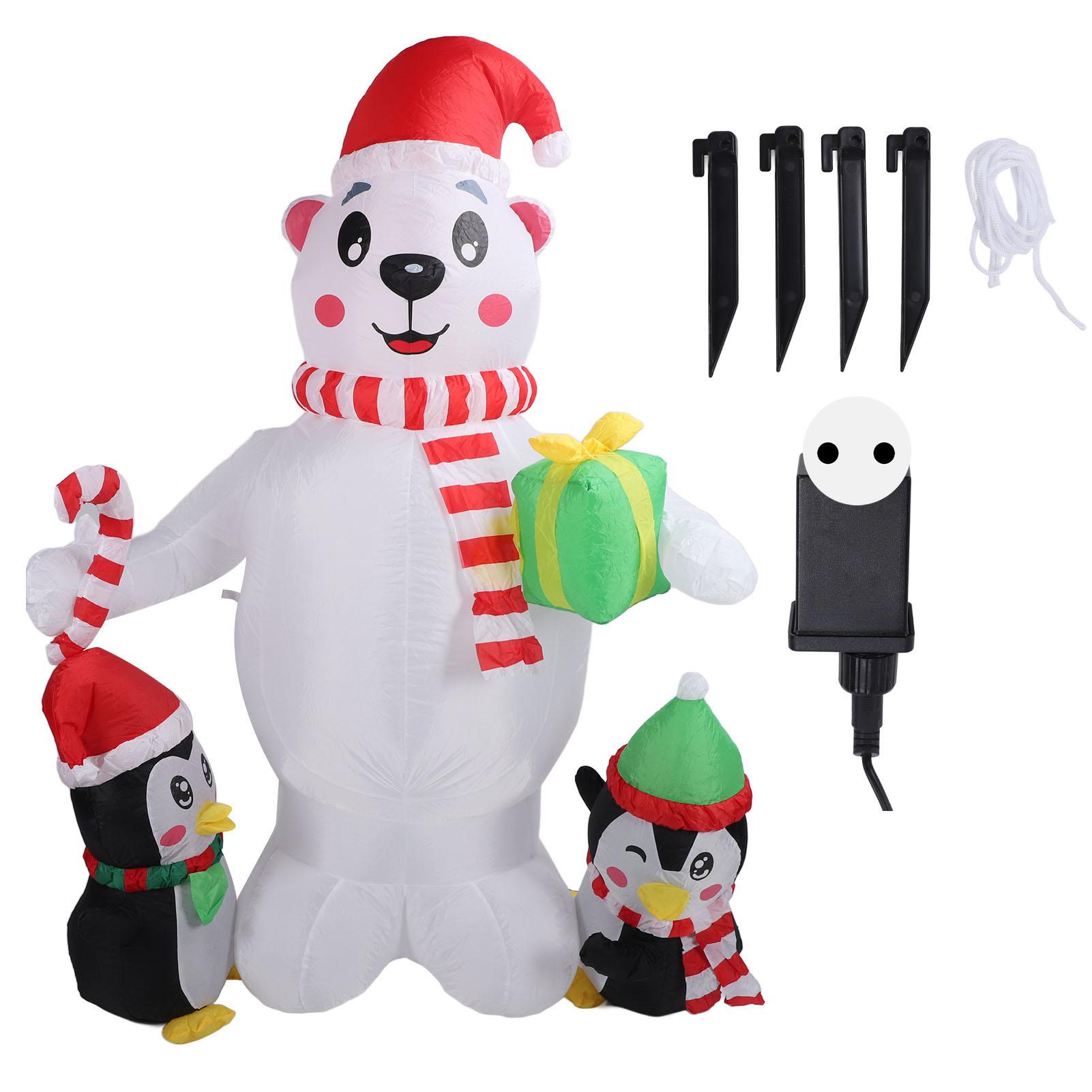 

5.9 футов надувное рождественское украшение пингвин медведь с красочным светом милый надувной двор животное