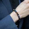 AWNL Tiger Eye Bracelet with Sterling Silver Men's Clasp, 16.5cm-18cm