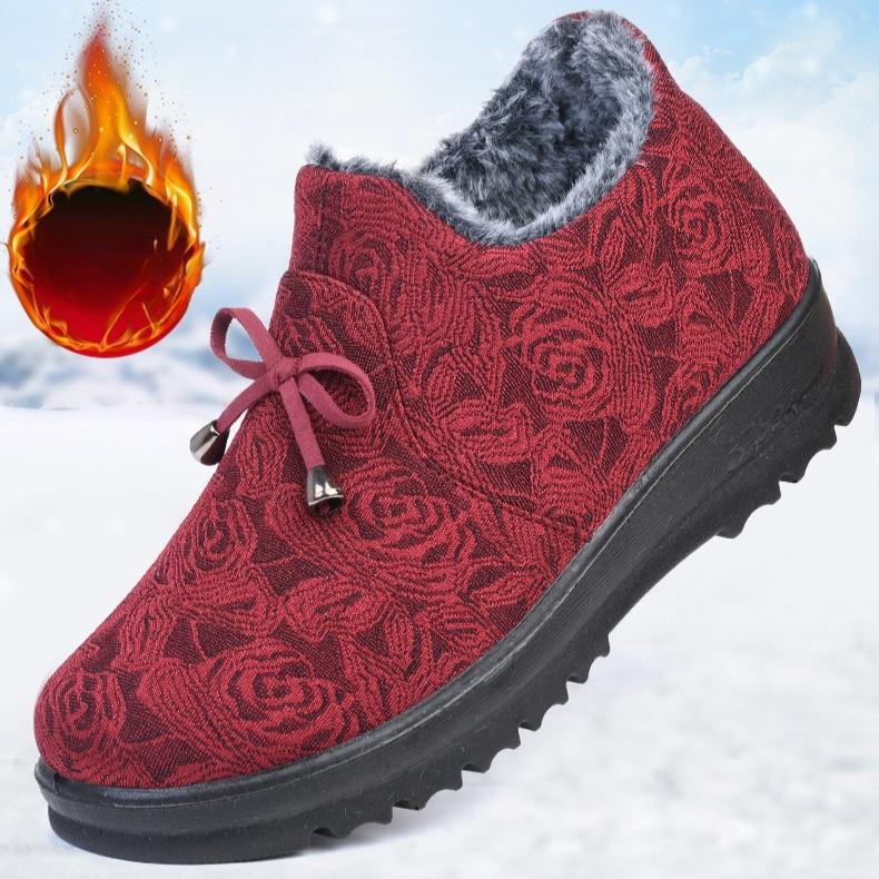Winter Women's Cotton Shoes with Velvet and Thickened Mother Shoes Fashionable Soft-soled Snow Boots Women