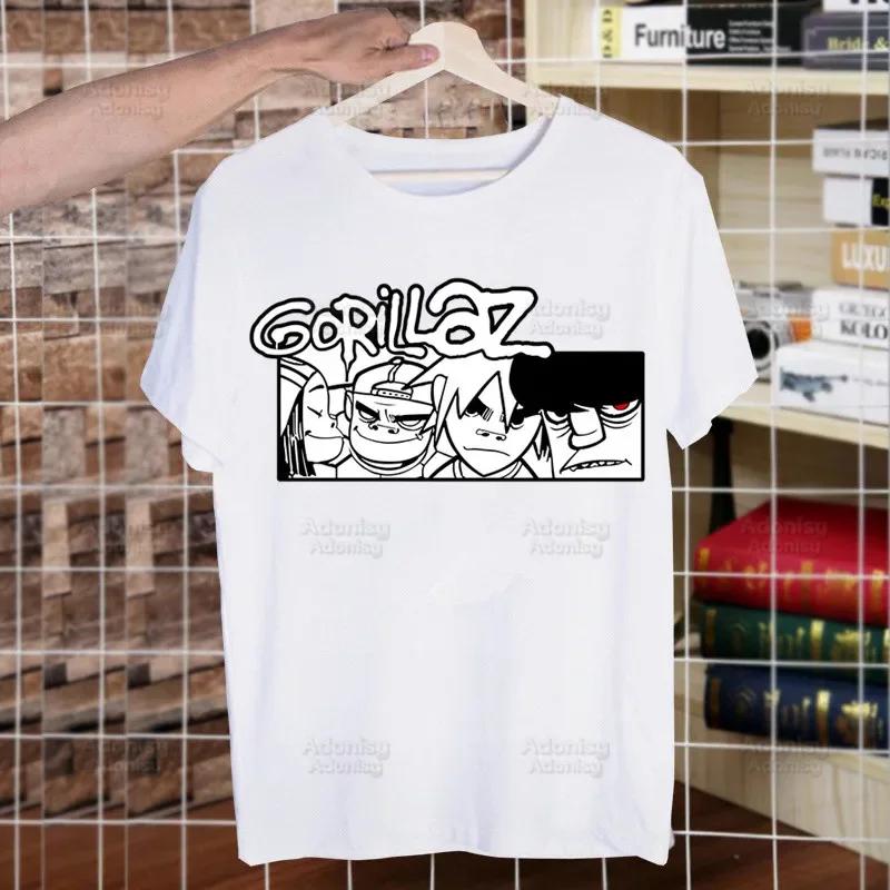 Gorillaz PUNK ROCK Cartoon Funny T Shirt Men New Casual Short Sleeve ChakaKhan Noodle Tshirt Homme Manga Unisex T-shirt Tees
