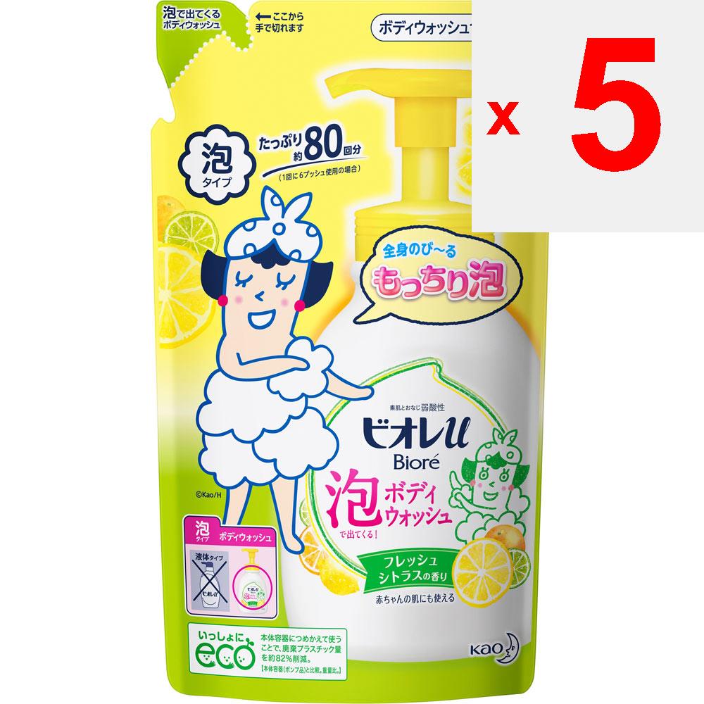 KAO Biore u Biore-u Płyn do mycia ciała z pianką - Cytrusowy - Wkład 480ml Do ogólnego zastosowania (Biore II) Mydło do ciała Zwilż skórę, nabierz 1-2 pompki piany