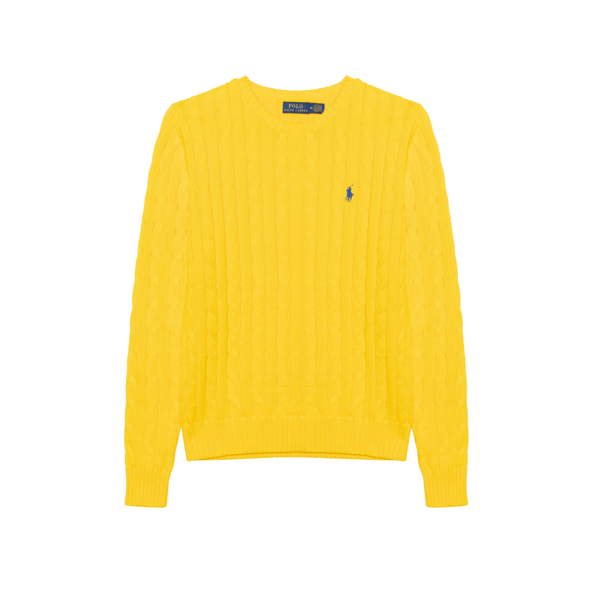 

Polo Ralph Lauren SS23 однотонный вышитый логотип вязаный косами свитер женский свитер желтый WMPOSWENC020616-700 M