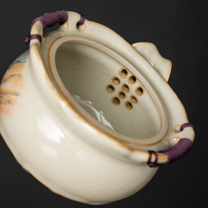 Ru Yao Süße Katze Porzellan-Teekanne Porzellan Gelb Mit Griff Teekanne Teezeremonie-Set Tee-Krawatte Guan Yin Jasmin Teegeschirr Typ