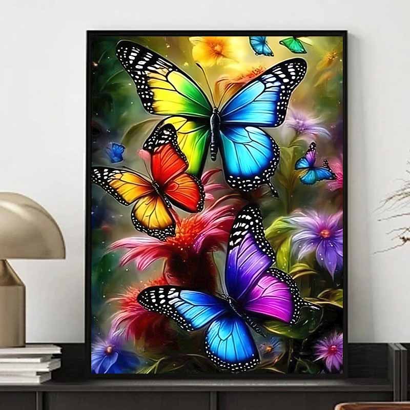 

5D DIY Full Circle Diamond Painting Colorful Butterfly Embroidery Cross Stitch Home Decor Gift 20x30cm