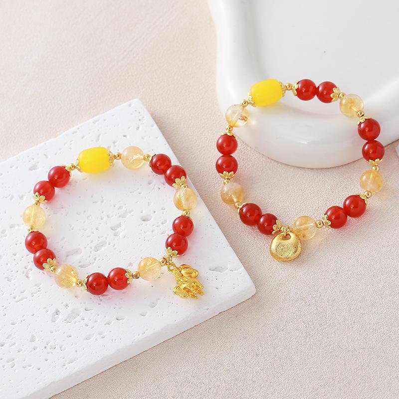 Achat Citrin Armband Mode Damen Alltag Schmuck Geschenk