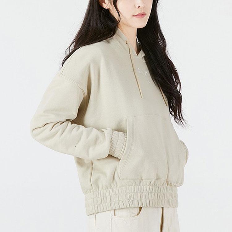 Puma Casual Drawstring Short Hooded Sweatshirt Women tops Light-Khaki 670954-64