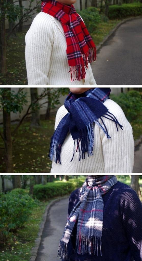 .a all over the world Wool Scarf, Grey Mini Check (Unisex, Fringed)