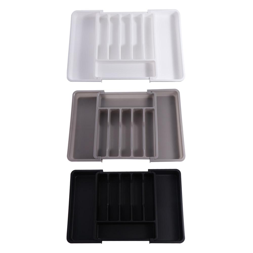 Plastic Kitchen Drawer Organizer Black/White/Grey Expandable Utensil Tray  Flatware