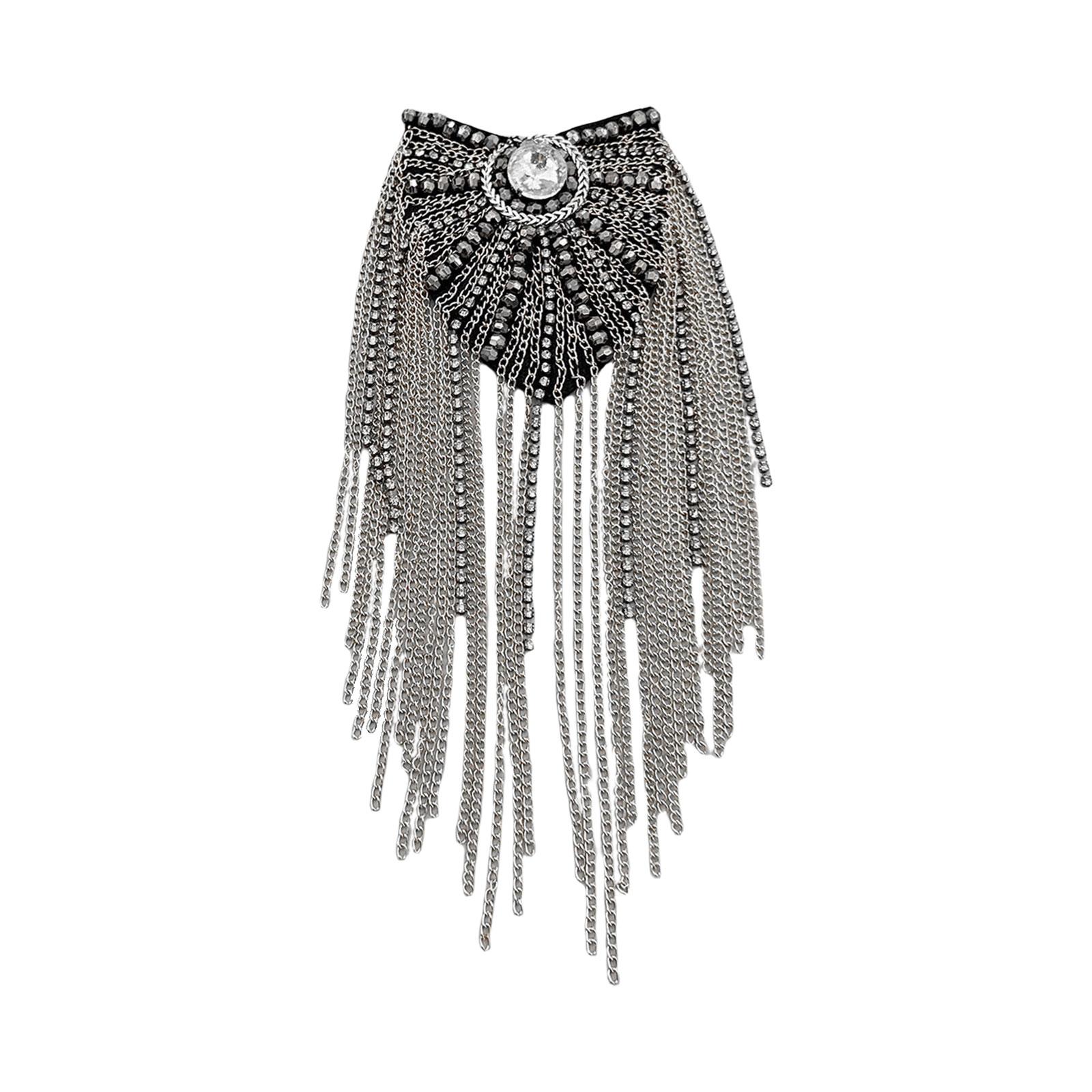 

Beaded Shoulder Epaulets Handmade Shoulder Jewelry Tassels Epaulettes Clothing Accessories Epaulet Shoulder Brooches A срібний