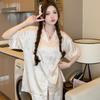 Ice Silk Pajamas Female Cute Wind Bear Summer High-End Cartoon Short-Sleeved Trousers Loungewear