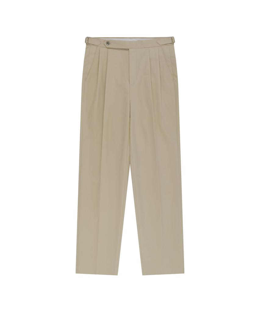 BELLIEF Essential Cotton Twill Adjust 2-Pleated Relaxed Chino (Beige)