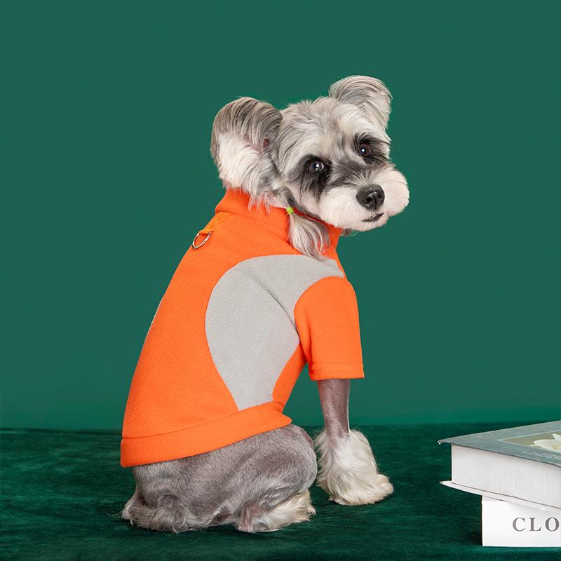 

Теплая флисовая пэчворк одежда для кошек и собак с отверстием для поводка - Осень/Зима XS оранжевый