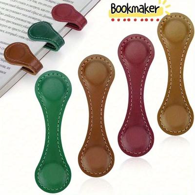 Magnetisches Lederlesezeichen, 1 Stück Bunte Leder-Magnet-Lesezeichen Seitenmarkierer Retro-Magnet-Lesezeichen-Clips Lesezubehör Geschenk zum Lesen