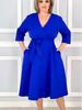 2025 New Plus Size Solid Color Dress for Europe and America