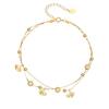 Banyan Tree S925 Silver Apricot Sand Bead & Ginkgo Leaf Double-Layer Anklet for Women