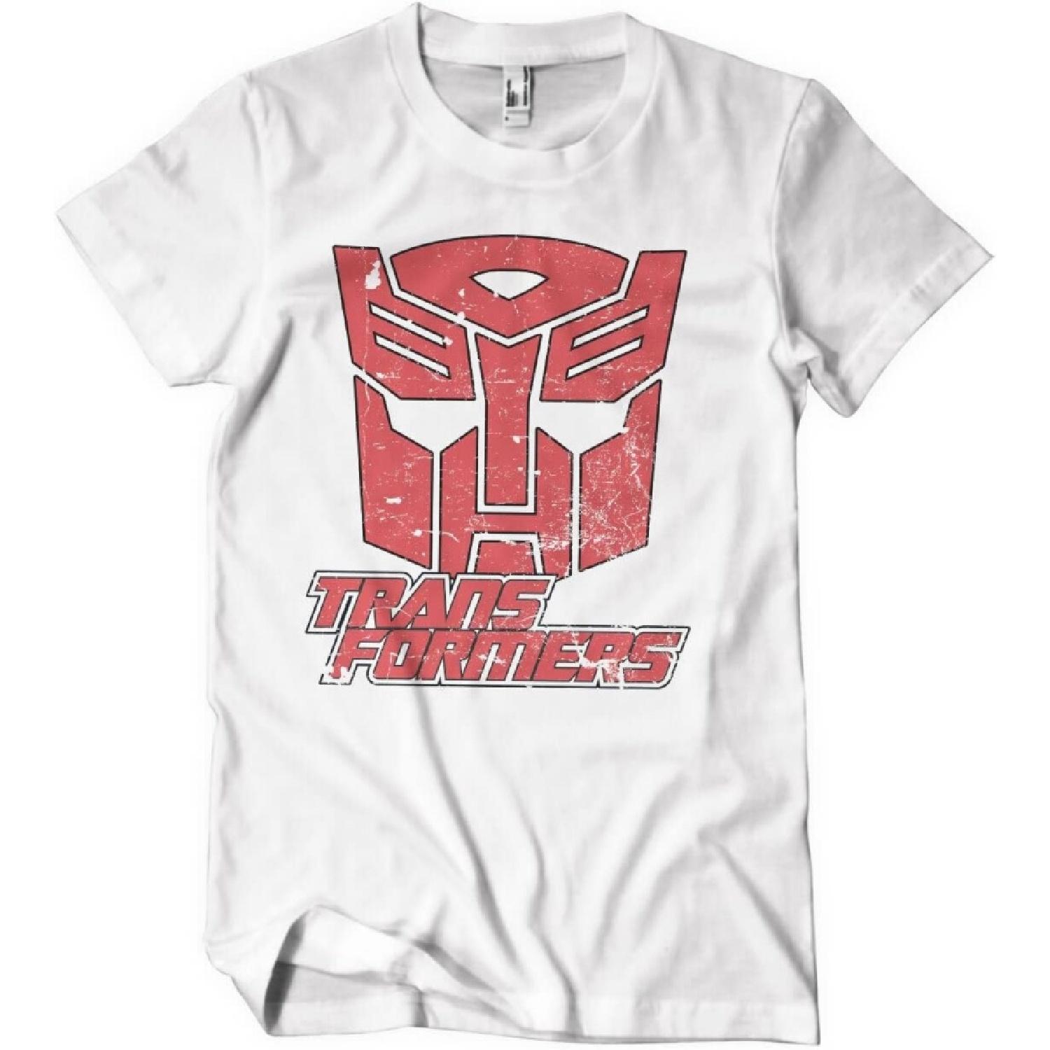 Мужская футболка Transformers, официально лицензированная, стираная, с двухцветным щитом Автоботов (белый), Средняя XXXXXL белый