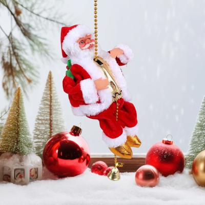 Jultomten Musikalisk Klättrande Rep Elektrisk Klättrande Jultomte med Musik Jul Hängande Klättrande Jultomte på Rep för Träd Brasa Heminredning