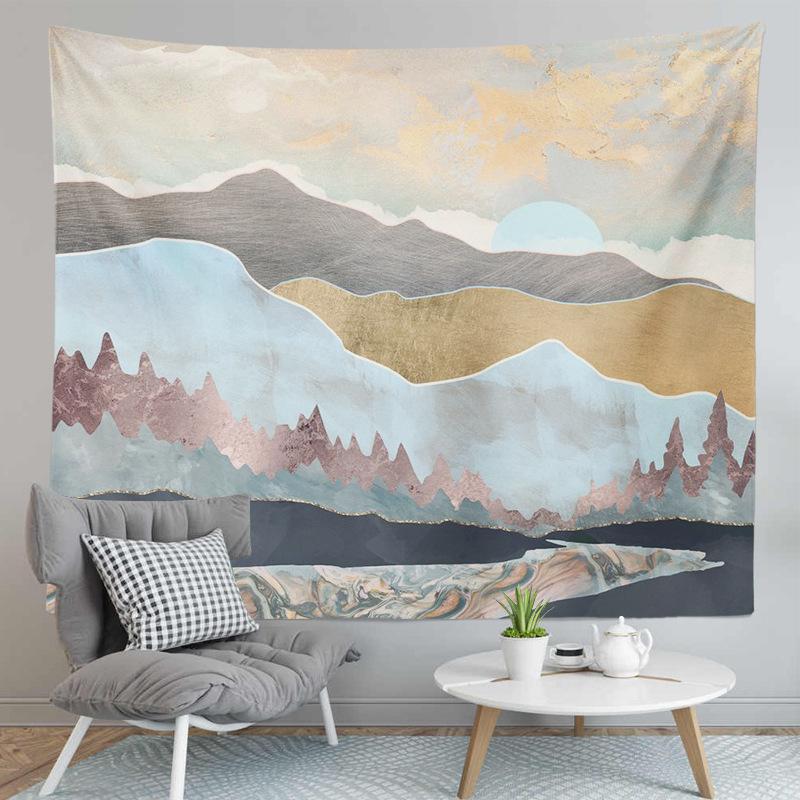 Karda Sunrise Mountain Print Pattern Tapestry Home Living Room Bedroom Wall Decor Backdrop Cloth Tapestry
