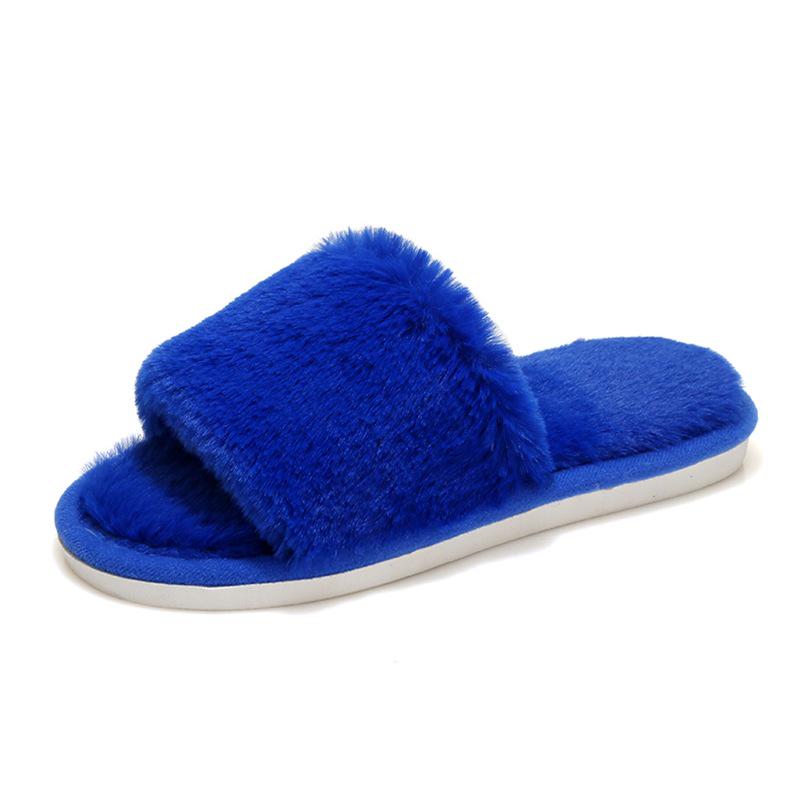 Fairy Style Women's Solid Color Furry Slippers for Outdoor Wear - Autumn 2023 Collection