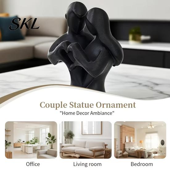 Home Decor Couple Statue 3D Printed Heart Statue, Abstract Minimalist Lovers Embrace Figurine, Romantic Desktop for Living Room Bedroom Office,